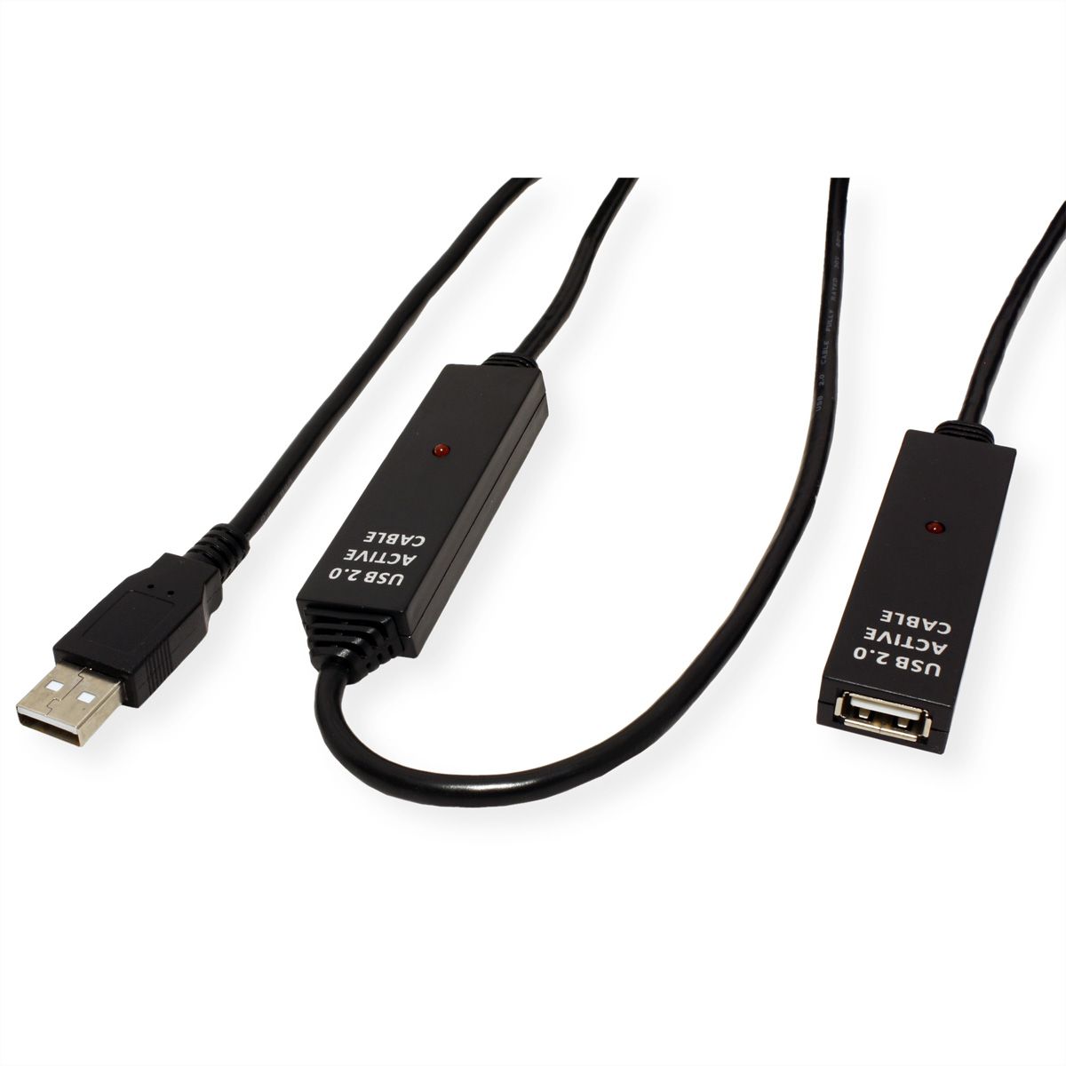 VALUE USB 2.0 aktive Kabelverlängerung, schwarz, 30 m