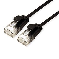 ROLINE GREEN UTP Patchkabel Cat.6A (Class EA), LSOH, slim, schwarz, 0,15 m