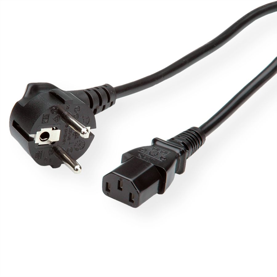 ROLINE Netzkabel, gerade IEC-Buchse, schwarz, 1,8 m