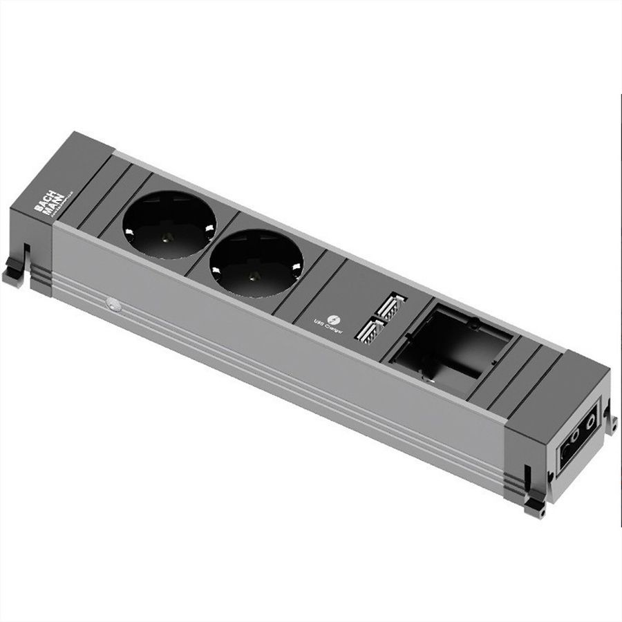 BACHMANN CONFERENCE TOP FRAME Medium Einsatz, 2x Schutzkontakt, 2x USB Charger, 1x ABD