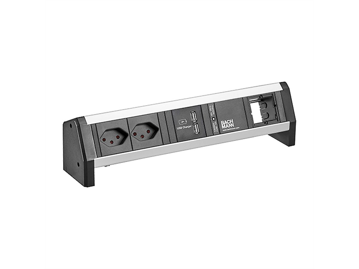 BACHMANN DESK 2xCH T13 90° 1xUSB 1xCM, 1xSicherung Strom 1,0m GST18 Schweiz