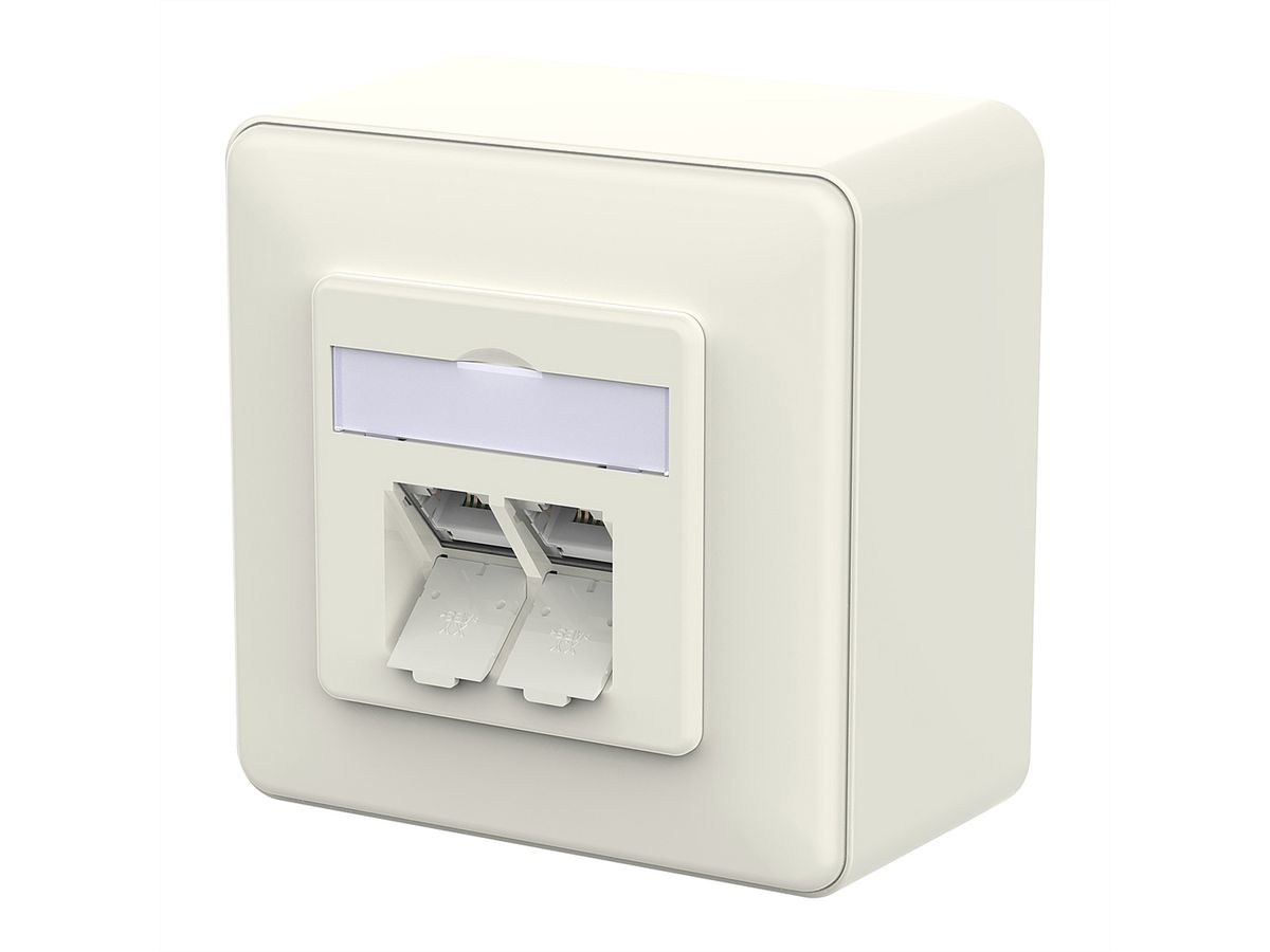 METZ CONNECT E-DAT C6A LSA++ Dose, 2 Port, AP, reinweiß