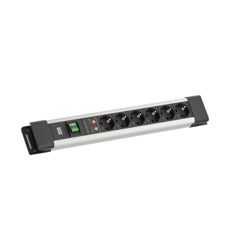 BACHMANN CONNECTUS 6xCEE7/3, 1xSPD 1xSchalter 2,0m CEE7/7 Grau