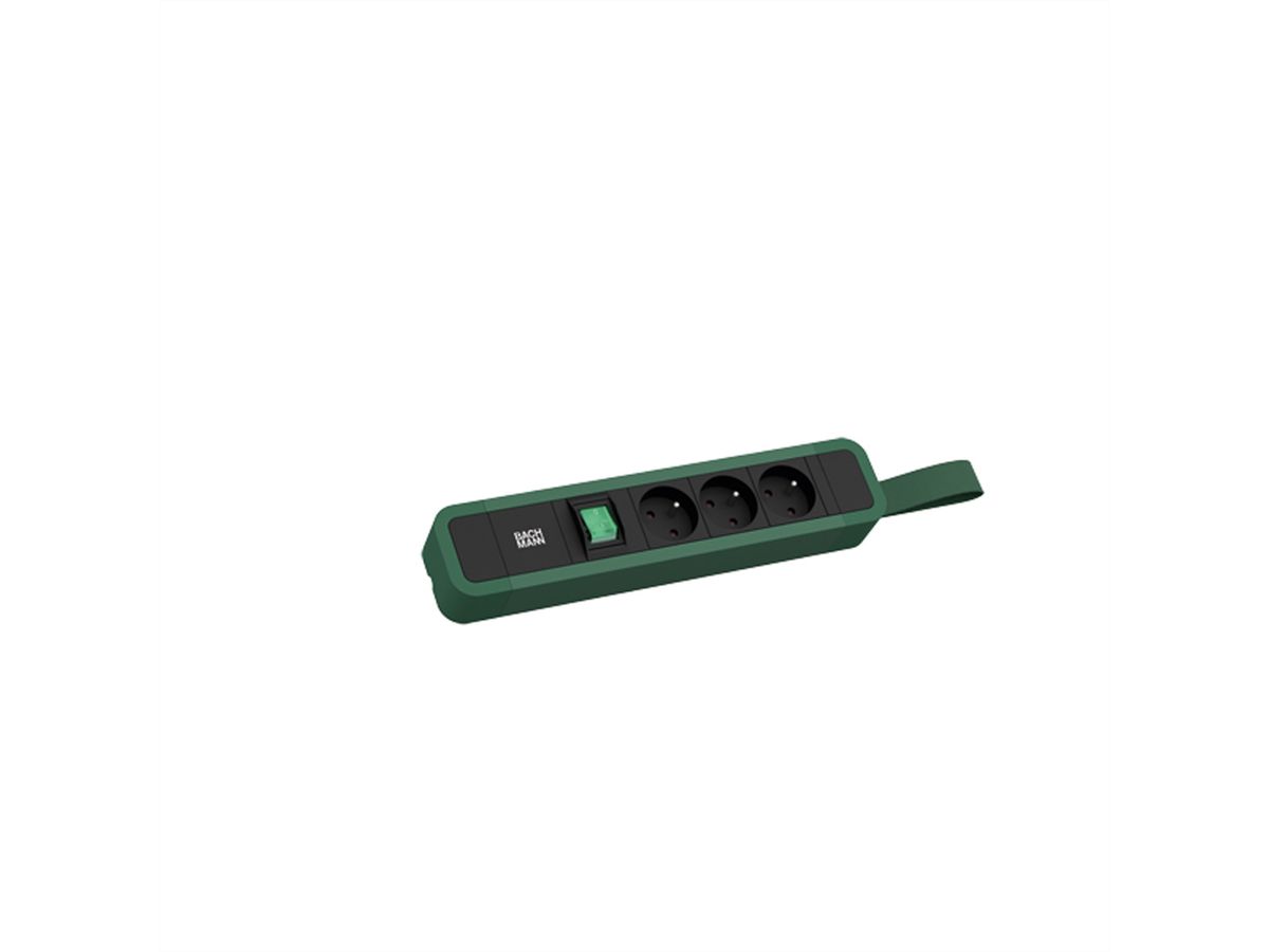 BACHMANN PRIMO 2 3xUTE 1xSchalter mit Schlaufe 2,0m CEE7/7 RAL6028
