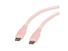 ROLINE USB 2.0 Kabel, Typ C-C, ST/ST, Silikon, 60W, pink, 1 m