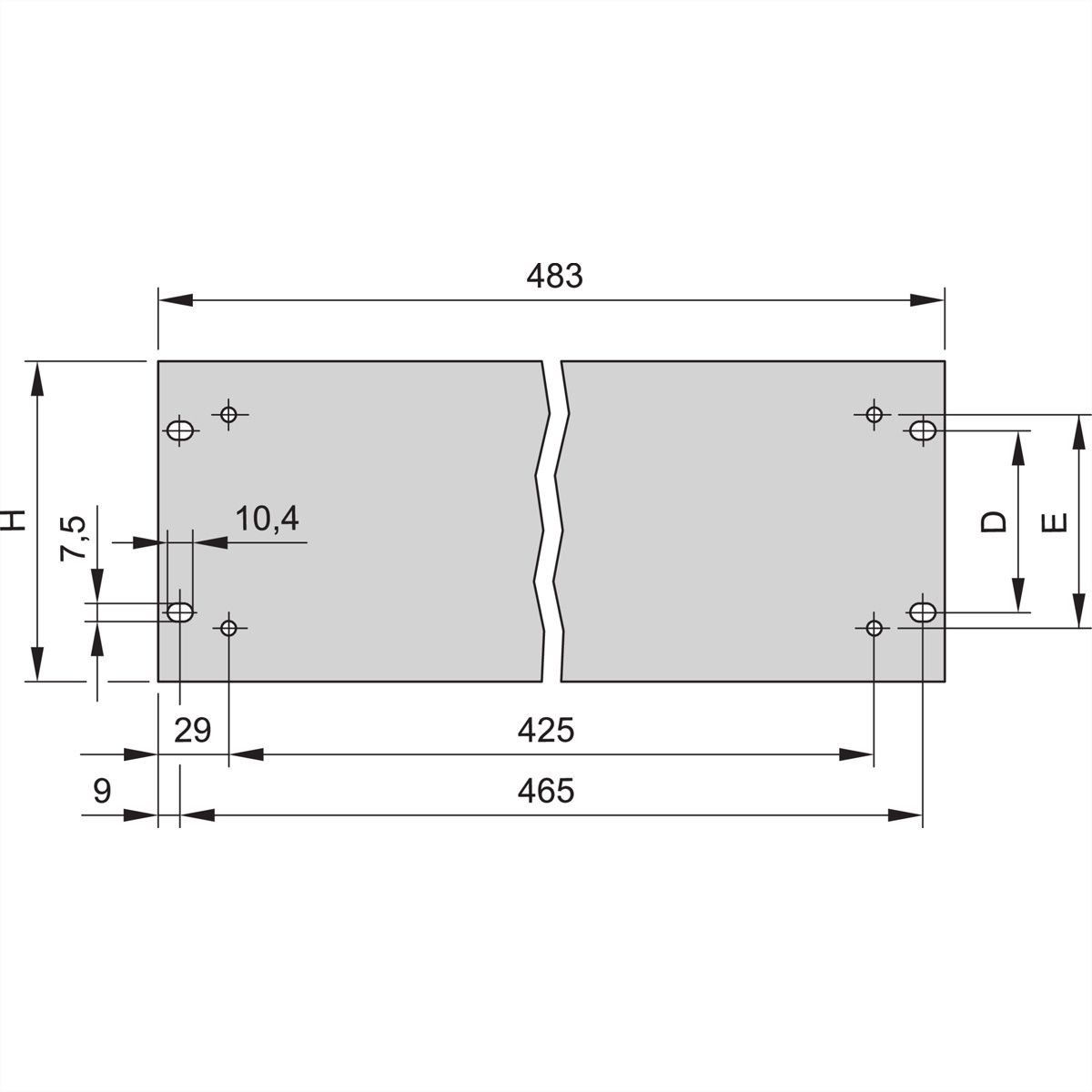 SCHROFF 19"-Frontplatten mit Löchern für Griffe - 19"-FRONTPL. 5HE VORELOXIERT