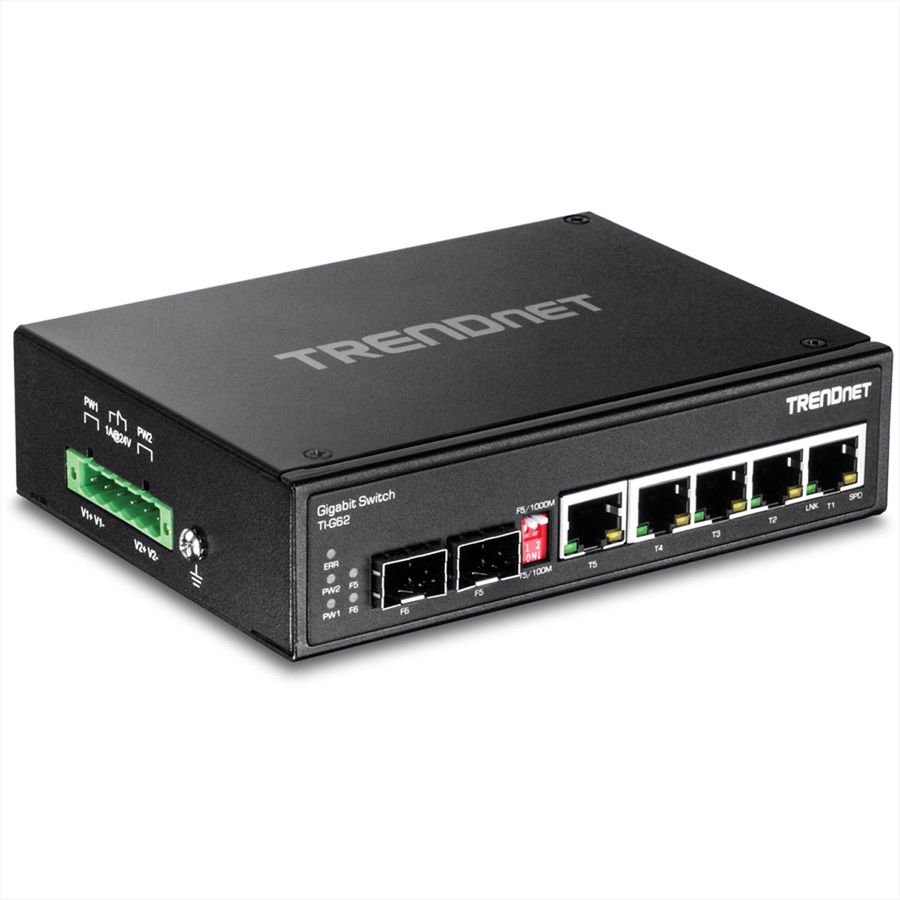 TRENDnet TI-G62 6-Port Gehärteter Industrieller Gigabit DIN-Rail Switch