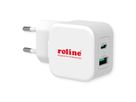 ROLINE USB Charger mit Euro-Stecker, 2 Port (Typ-A QC3.0, Typ-C PD), 20W