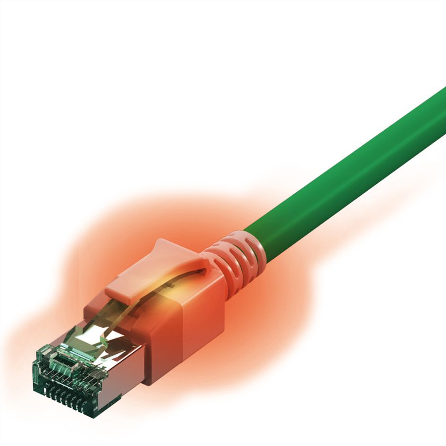 EasyLan DualBoot LED Patchkabel RJ45 S/FTP Cat.6A (Class EA), mit saCon Stecker, LSOH, grün, 1 m