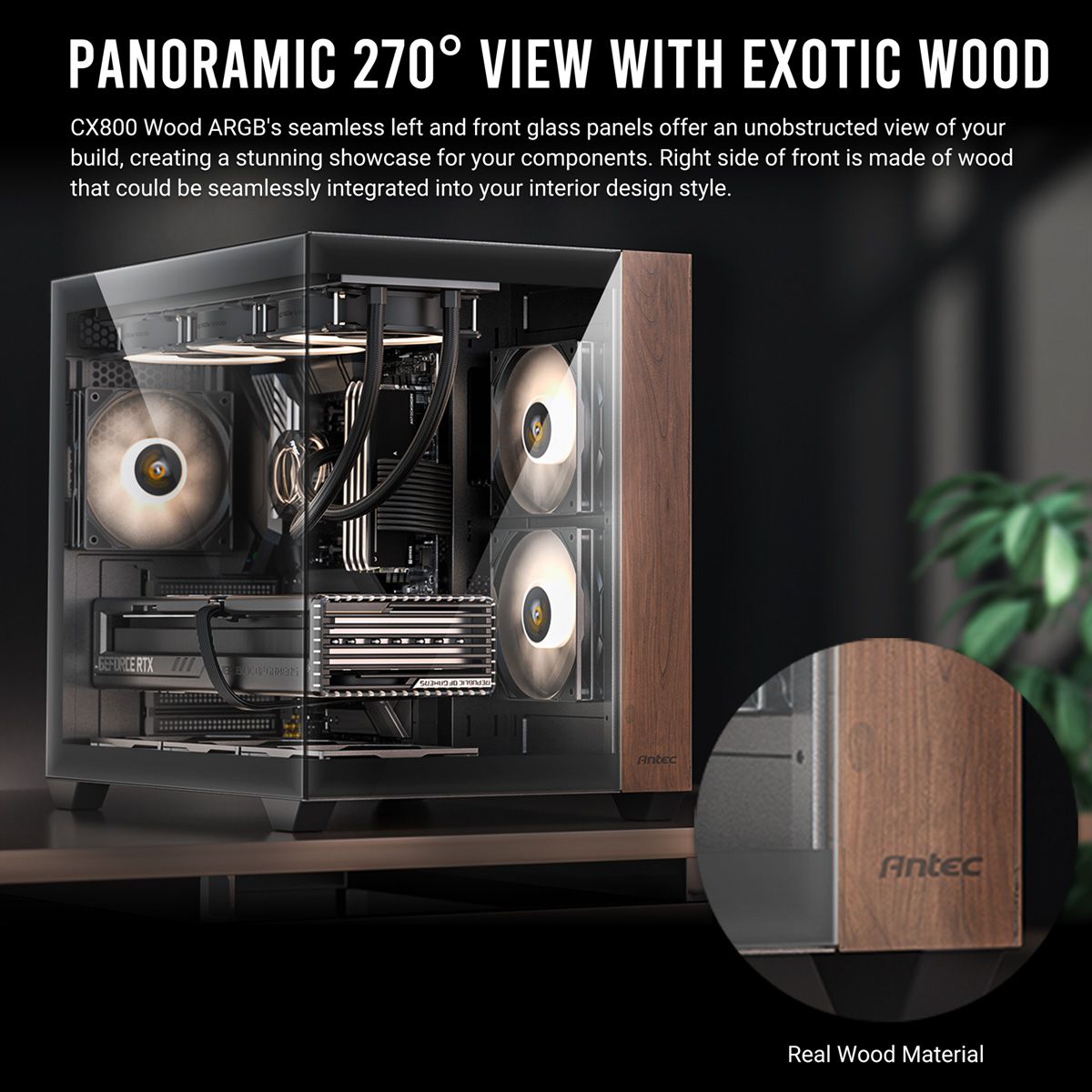 ANTEC CX800 ARGB_B PC Gehäuse Midi Tower Wood ATX