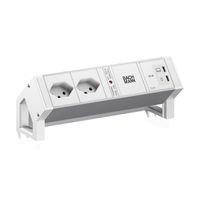 BACHMANN DESK2 ALU WHITE 2xCH 90°, 1xUSB C/C 65W L=0,2m RAL9010