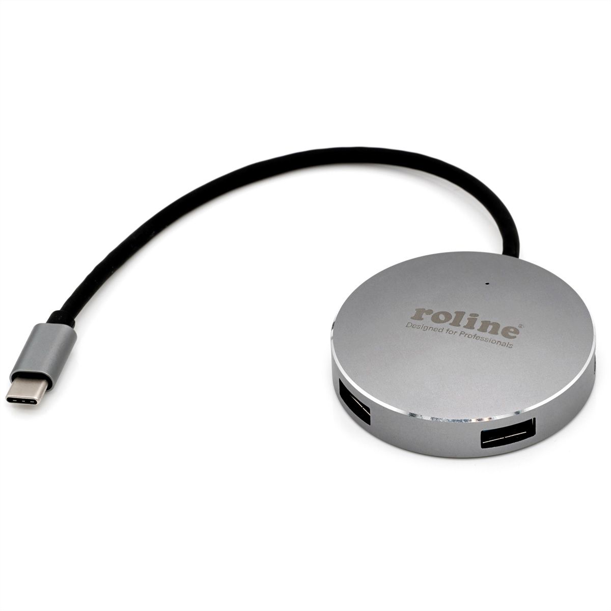 ROLINE USB 3.2 Gen 1 Hub, rund, 4fach, Typ C Anschlusskabel
