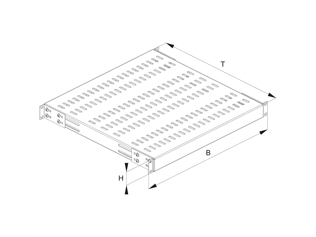 CONTEG 19"-Fachboden fest, 435 x 450 mm, 100kg