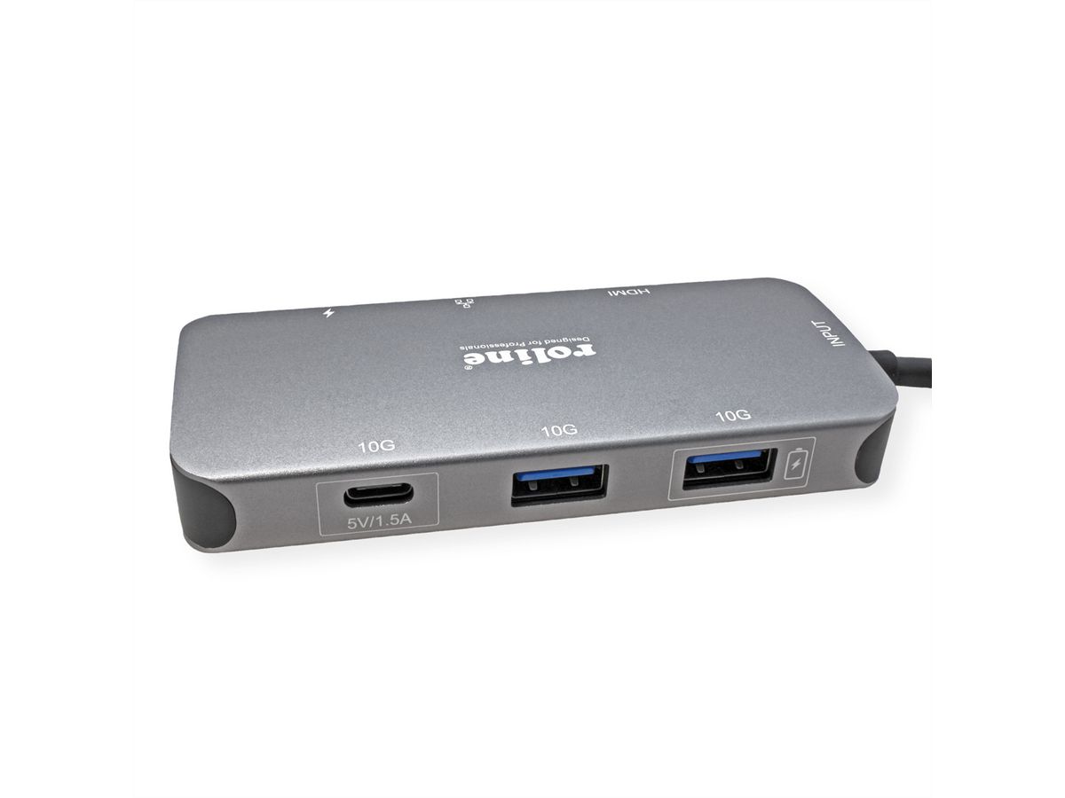 ROLINE USB 3.2 Gen 2 Typ C Multiport Dockingstation, 4K HDMI, LAN