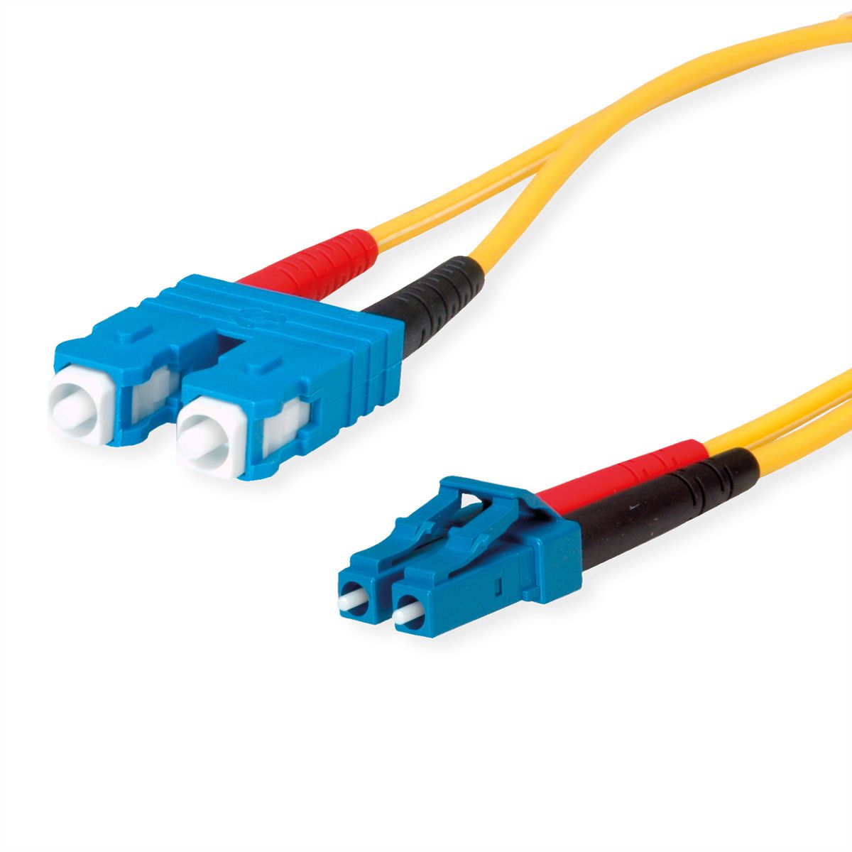 TELEGÄRTNER LWL Adapterkabel 2x E9/125 OS2, 1x SC Duplex - 1x LC Duplex, gelb, 2 m