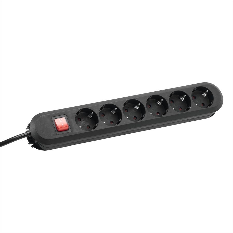 BACHMANN SMART Steckdosenleiste 6x Schutzkontakt, Schalter, schwarz, 5 m