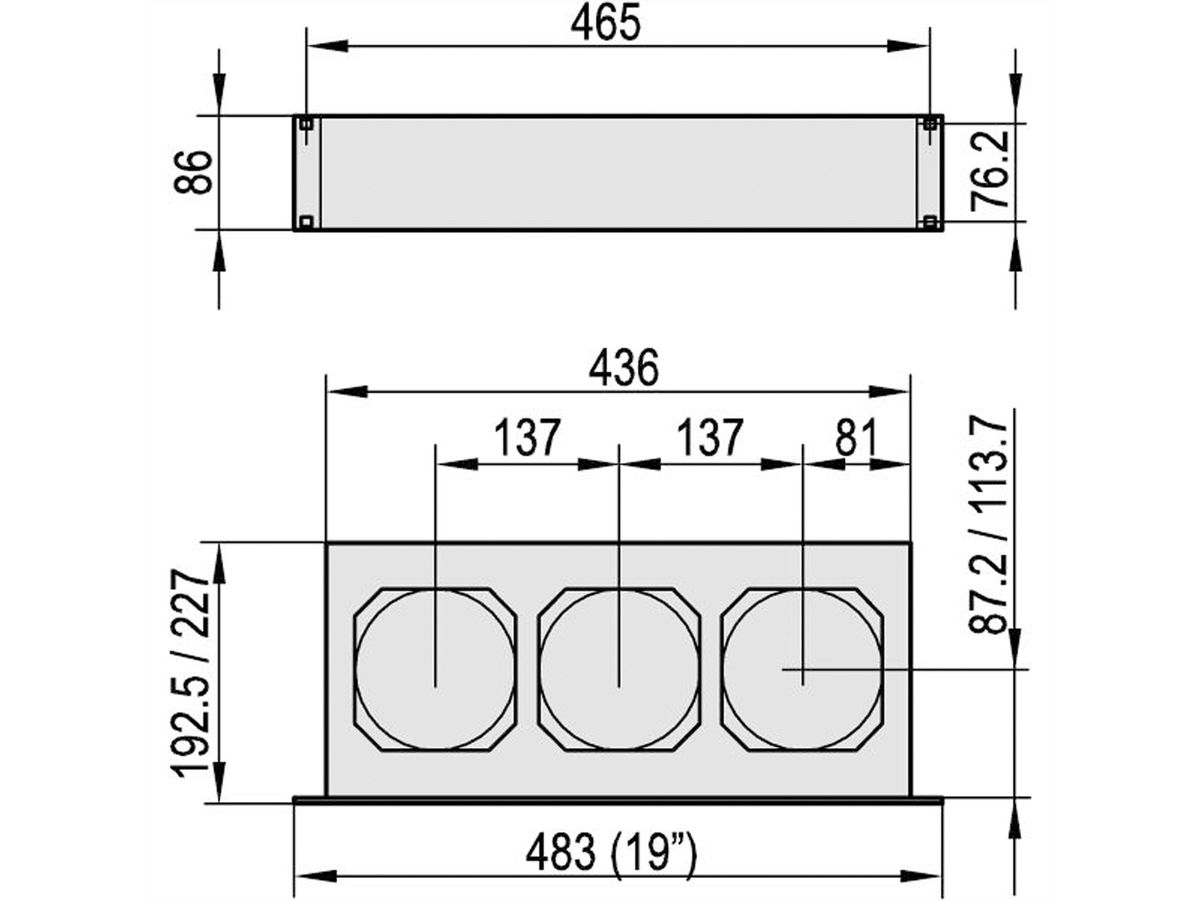 SCHROFF 19" Drucklüfter 2 HE für Kartentiefe 160 mm - DRUCKLUEFTER 160 2HE 230V