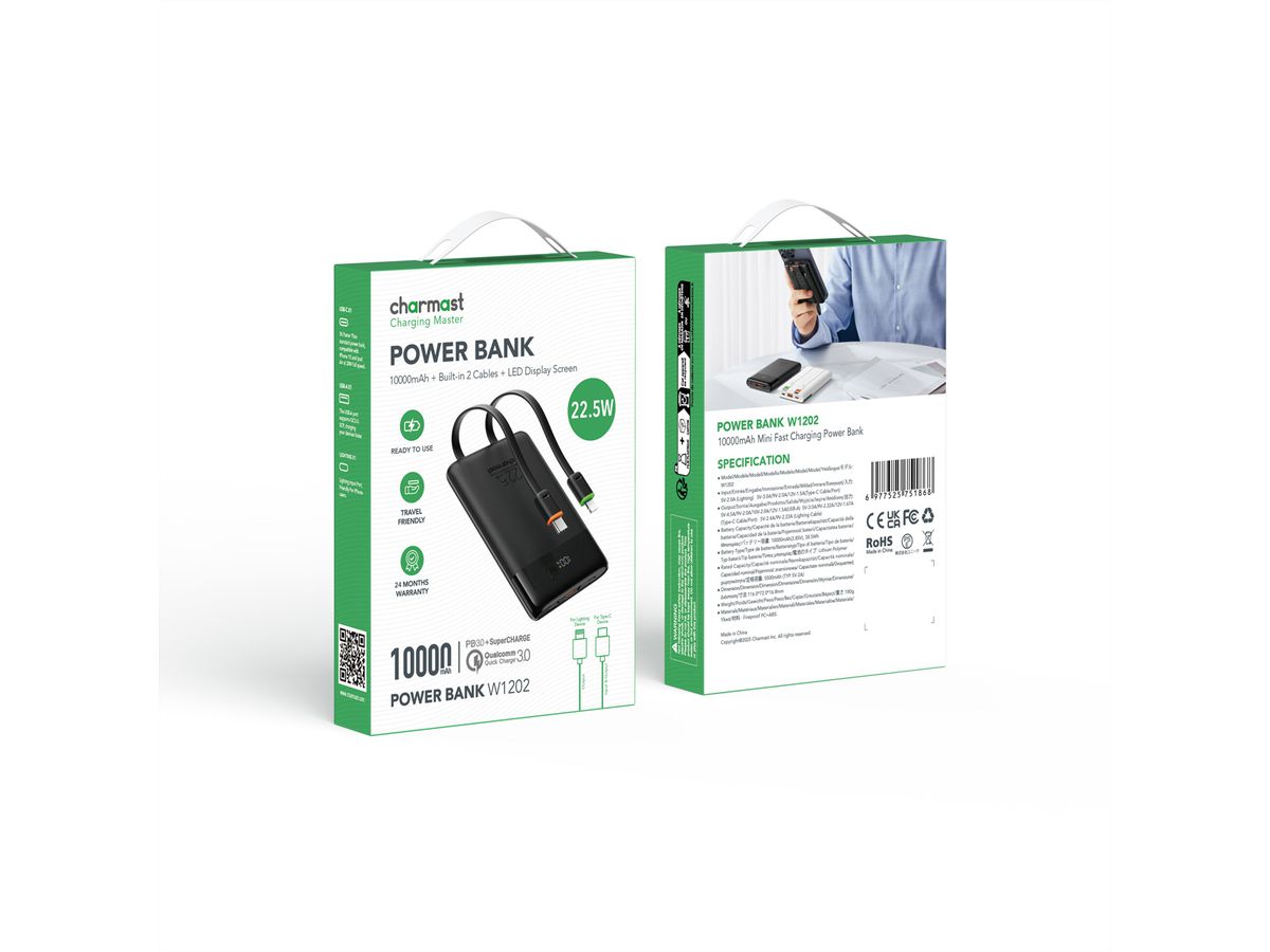 CHARMAST Powerbank W1202 10000mah black