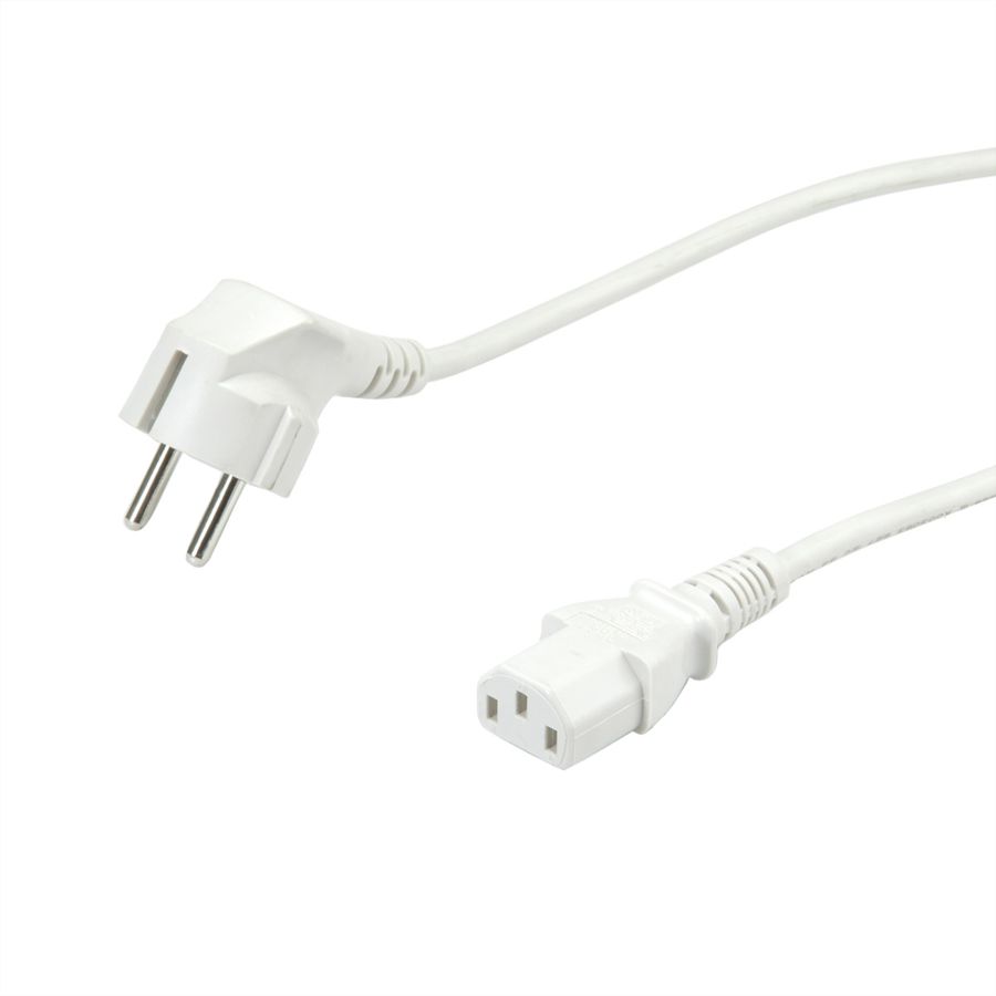 VALUE Netzkabel, CEE7/7-Stecker & IEC-Buchse gerade, weiß, 1,8 m