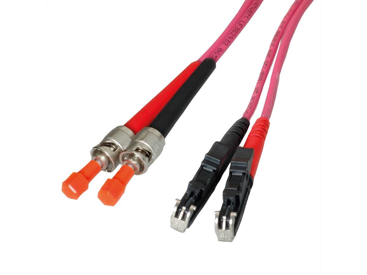 LEONI LWL-Kabel duplex 50/125µm OM4, R&M E2000 / Suhner ST, 2 m