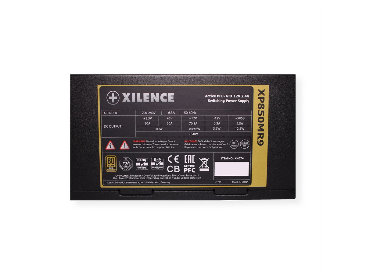 Xilence XP850MR9 PC Netzteil, 850W, Semi Modular, 80+ Gold, Gaming, ATX