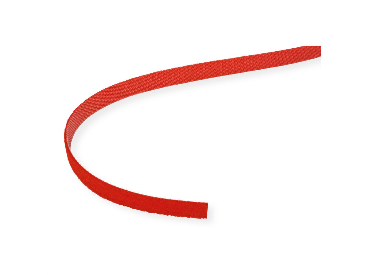 VALUE Klettband auf Rolle, 10mm, rot, 25 m