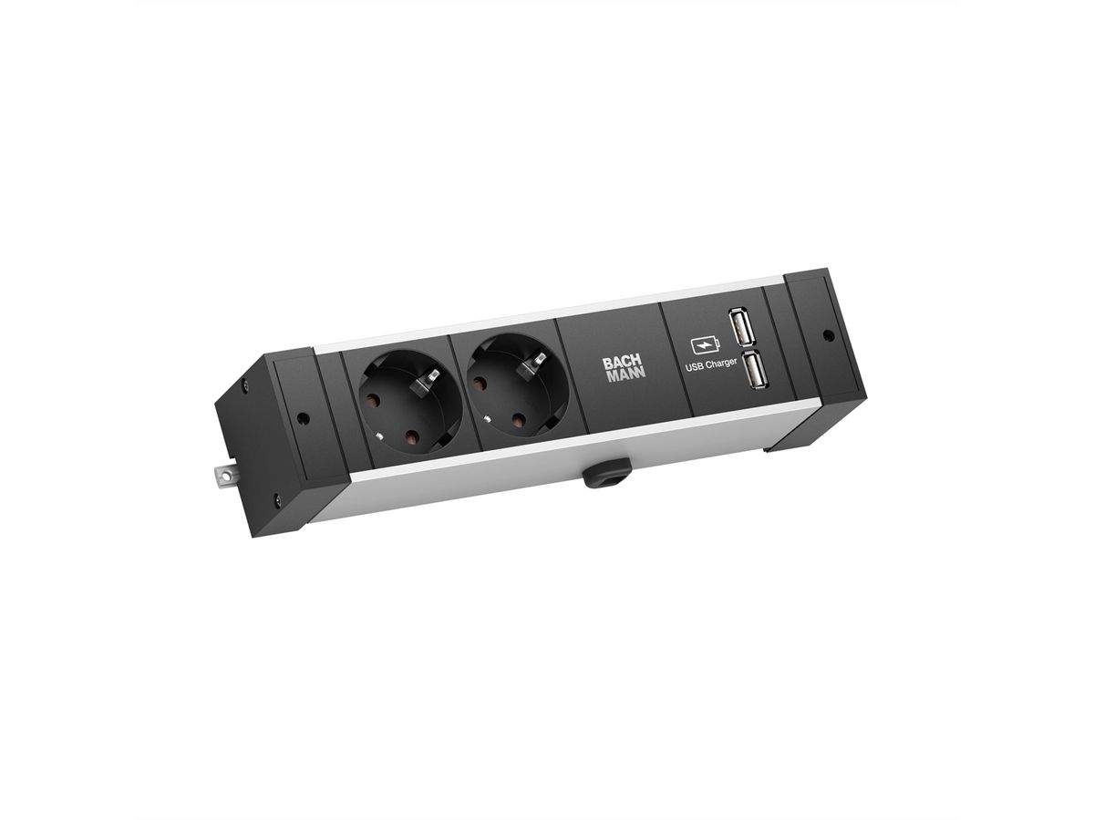 BACHMANN DESK RAIL 2x Schutzkontakt 1x USB Charger