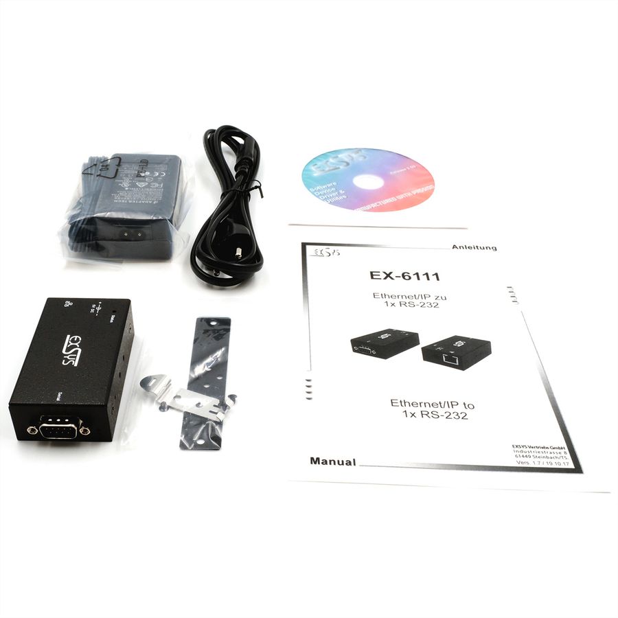 EXSYS EX-6111-2PoE 1 Ethernet PoE zu 1 x Seriell RS-232 inkl Netzteil