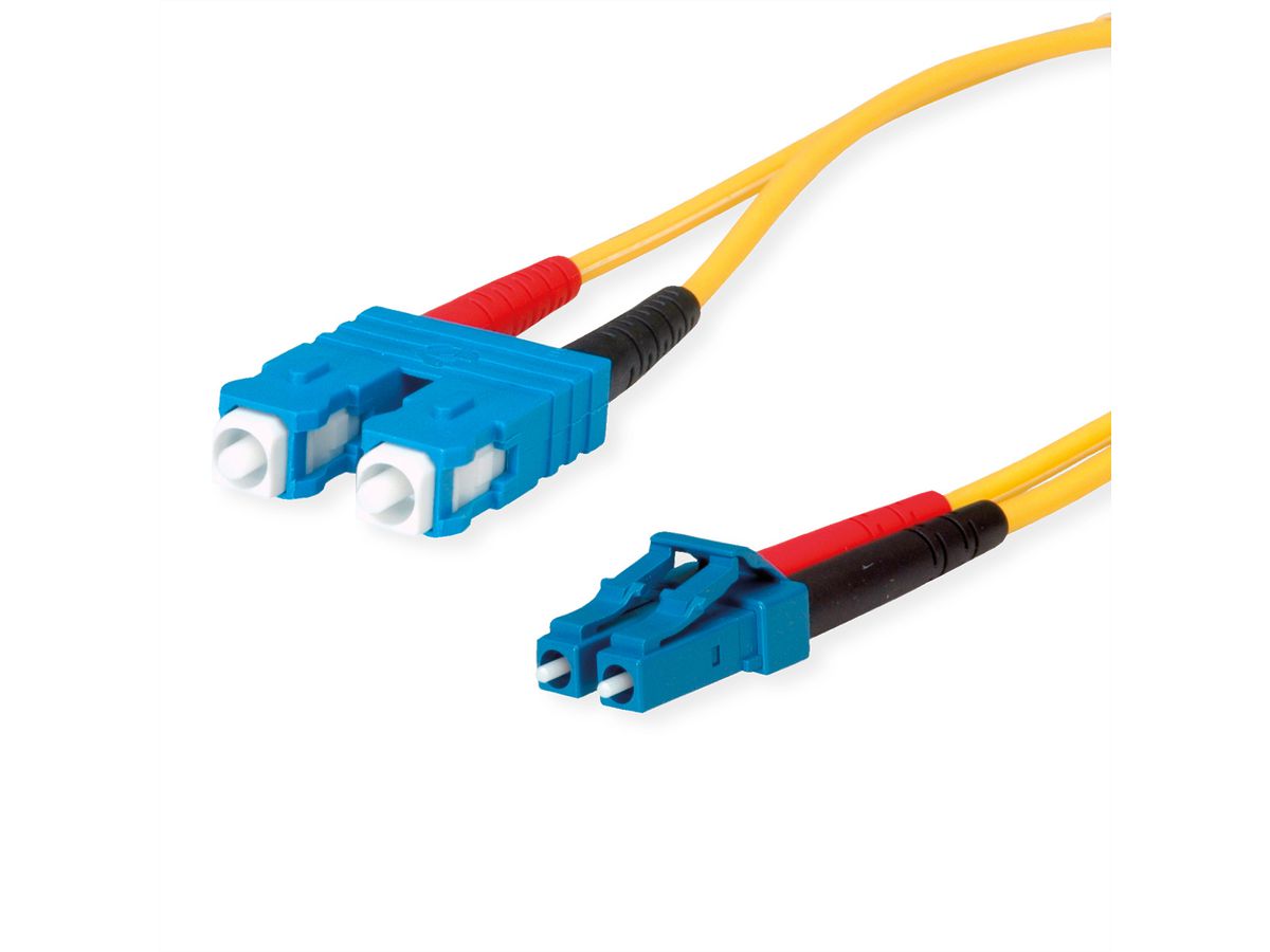 TELEGÄRTNER LWL Adapterkabel 2x E9/125 OS2, 1x SC Duplex - 1x LC Duplex, gelb, 2 m