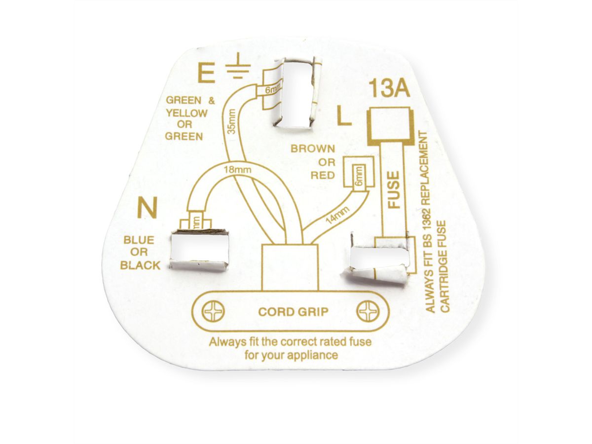 BACHMANN Schutzkontaktstecker, England UK 13A / 250V weiß, 13A Fuse