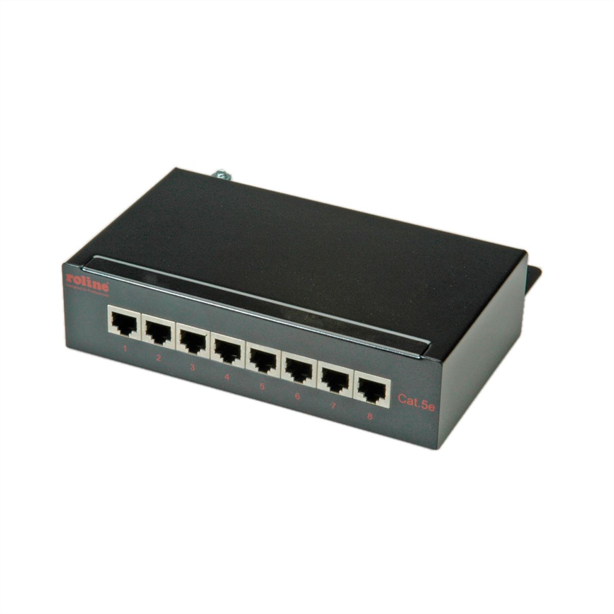 ROLINE Patchpanel, 8 Ports, Cat.5e (Class D), geschirmt, schwarz