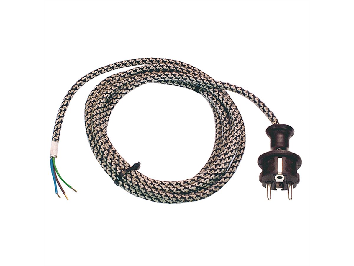 BACHMANN Zuleitung Bügeleisen 3m, H03RT-H 3G1,0mm² grau/weiß