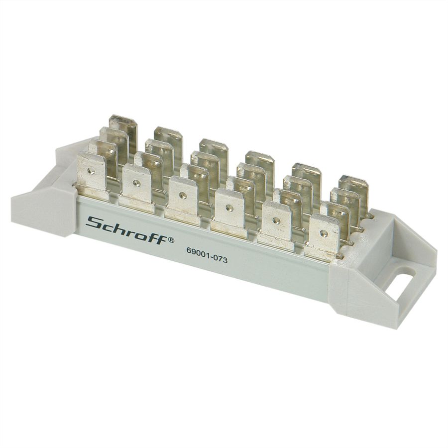 SCHROFF Stromschiene, 4-polig für Flachstecker 6,3 x 0,8 mm - ANSCHLUSSVERVIELFACHER 4X6P.