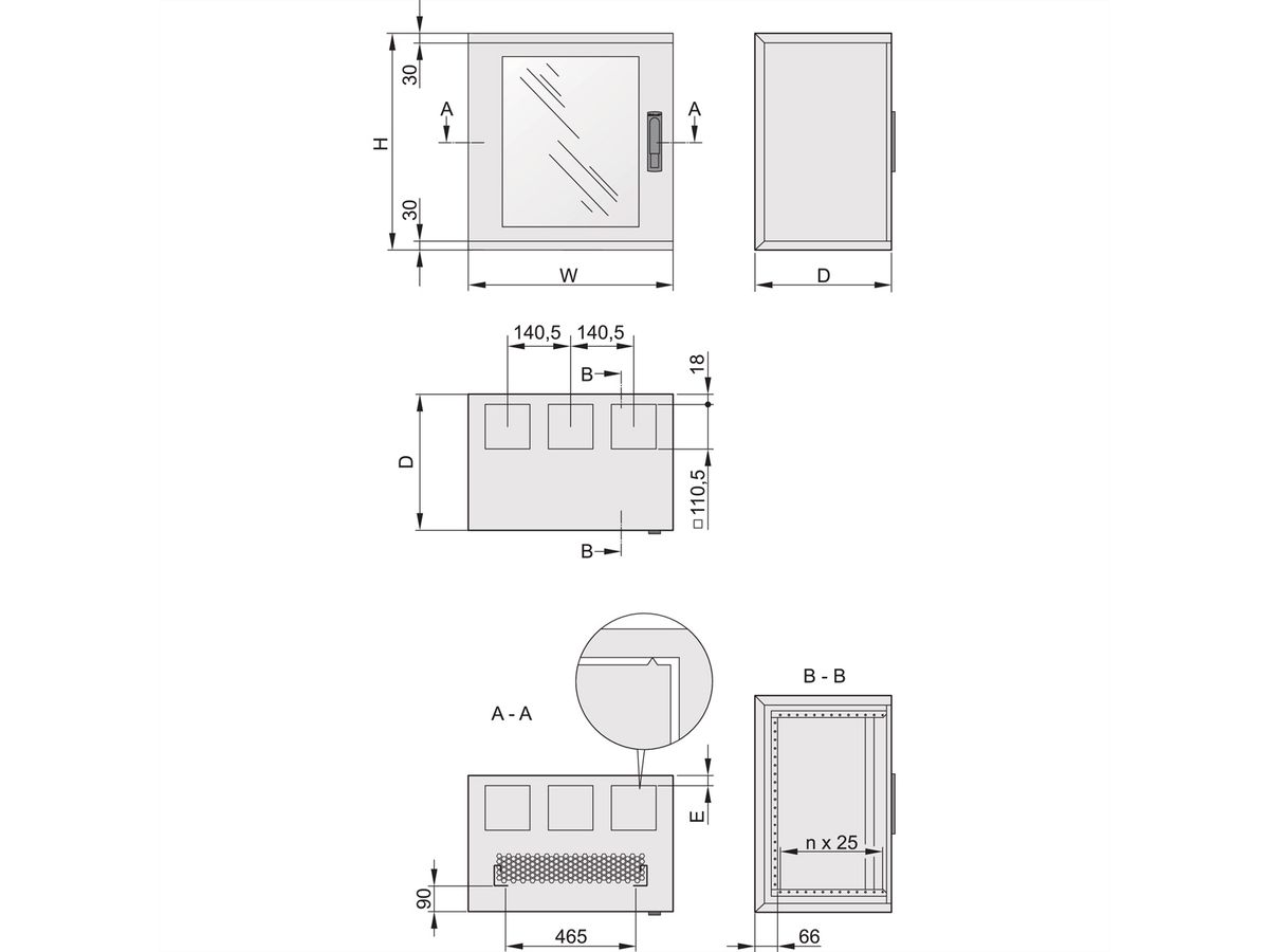 SCHROFF EPCASE 12 HE, (H x B x T) 612 x 600 x 500 mm