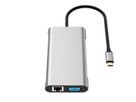VALUE USB Typ C Dockingstation, 2x HDMI (4K60 und 4K30), 1x DP 4K60, 1x VGA, 1x Gb Ethernet, 2x USB C, 2x USB A (3.2 Gen1 und USB 2.0, 1x Type C PD