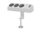 VALUE Tisch-Steckdosenleiste, 3fach mit Schalter, inkl. 3x USB (2x A, 1x C), mit Tischklemme, 1,5 m