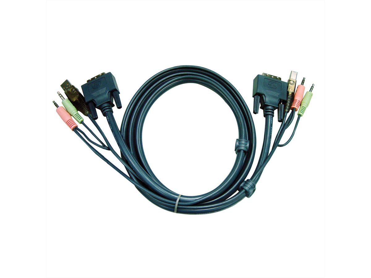 ATEN 2L-7D03UD KVM Kabel DVI-D (Dual Link), USB, Audio, schwarz, 3 m