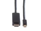 ROLINE Mini DisplayPort Kabel, Mini DP-UHDTV, ST/ST, schwarz, 3 m