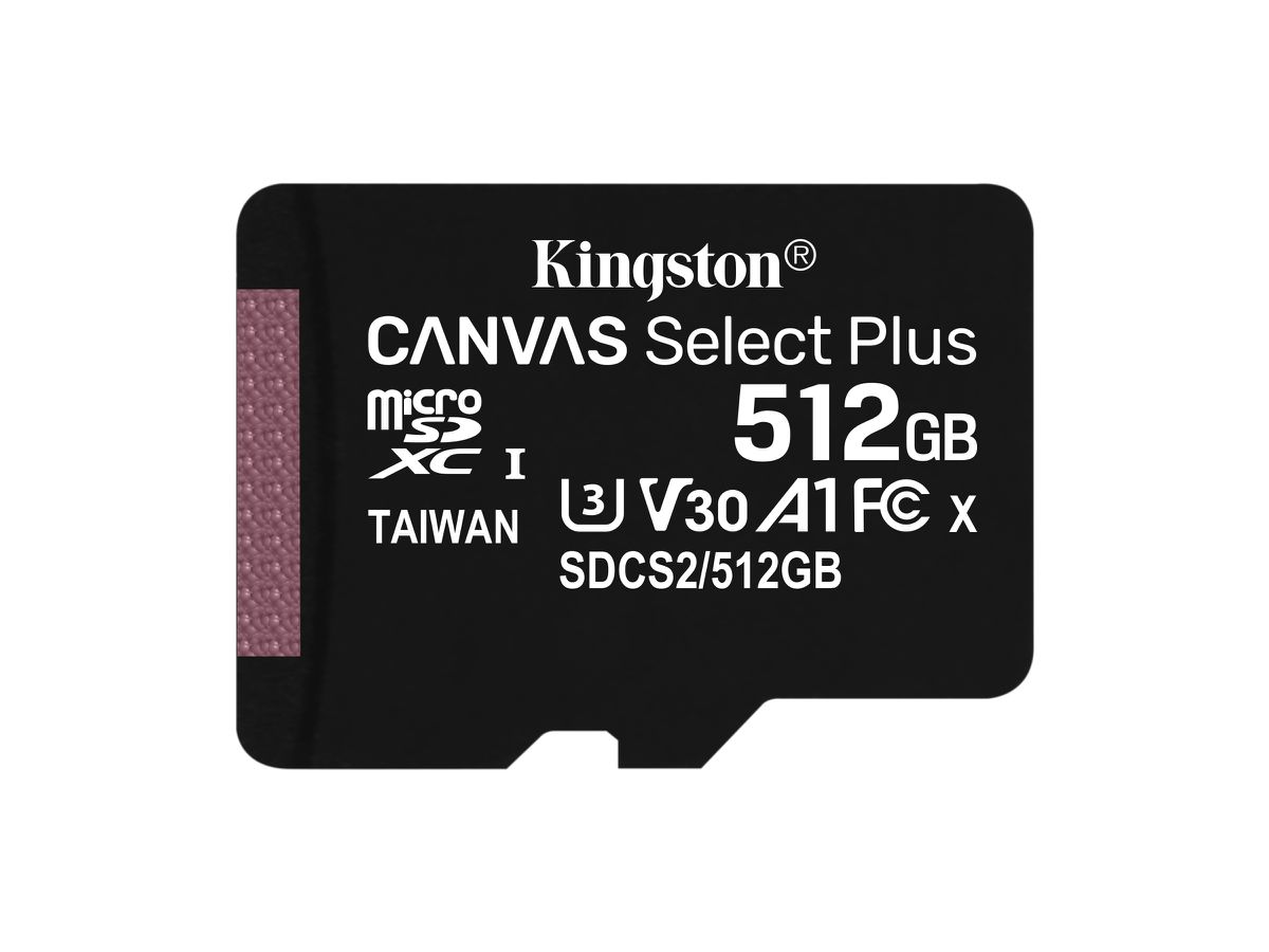 Kingston Technology 512GB micSDXC Canvas Select Plus 100R A1 C10 Einzelpack ohne Adapter