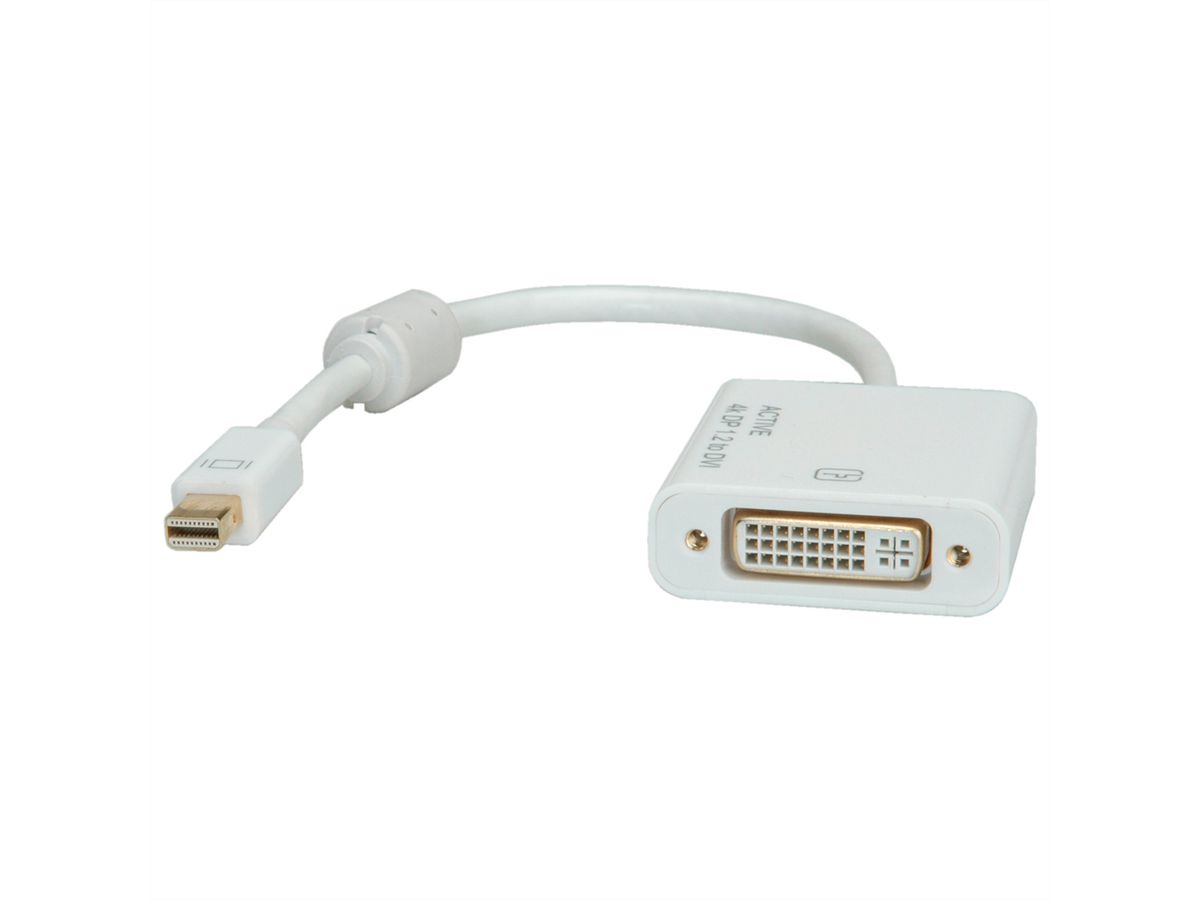 ROLINE 4K Mini DisplayPort-DVI Adapter, Mini DP ST - DVI BU