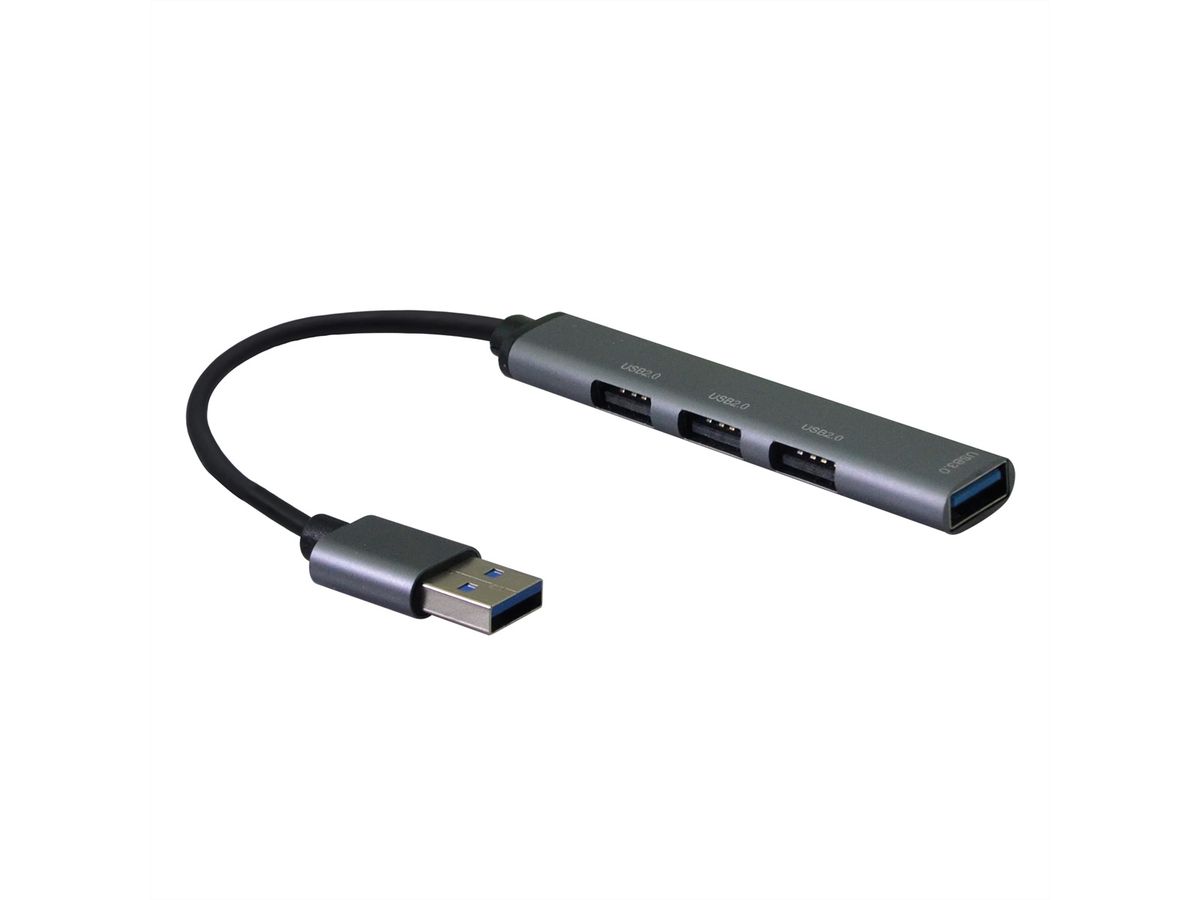 STANDARD USB 3.0 Hub, USB-A Anschluss, 4x USB-A Ports (3x USB 2.0 + 1x USB 3.2 Gen1)