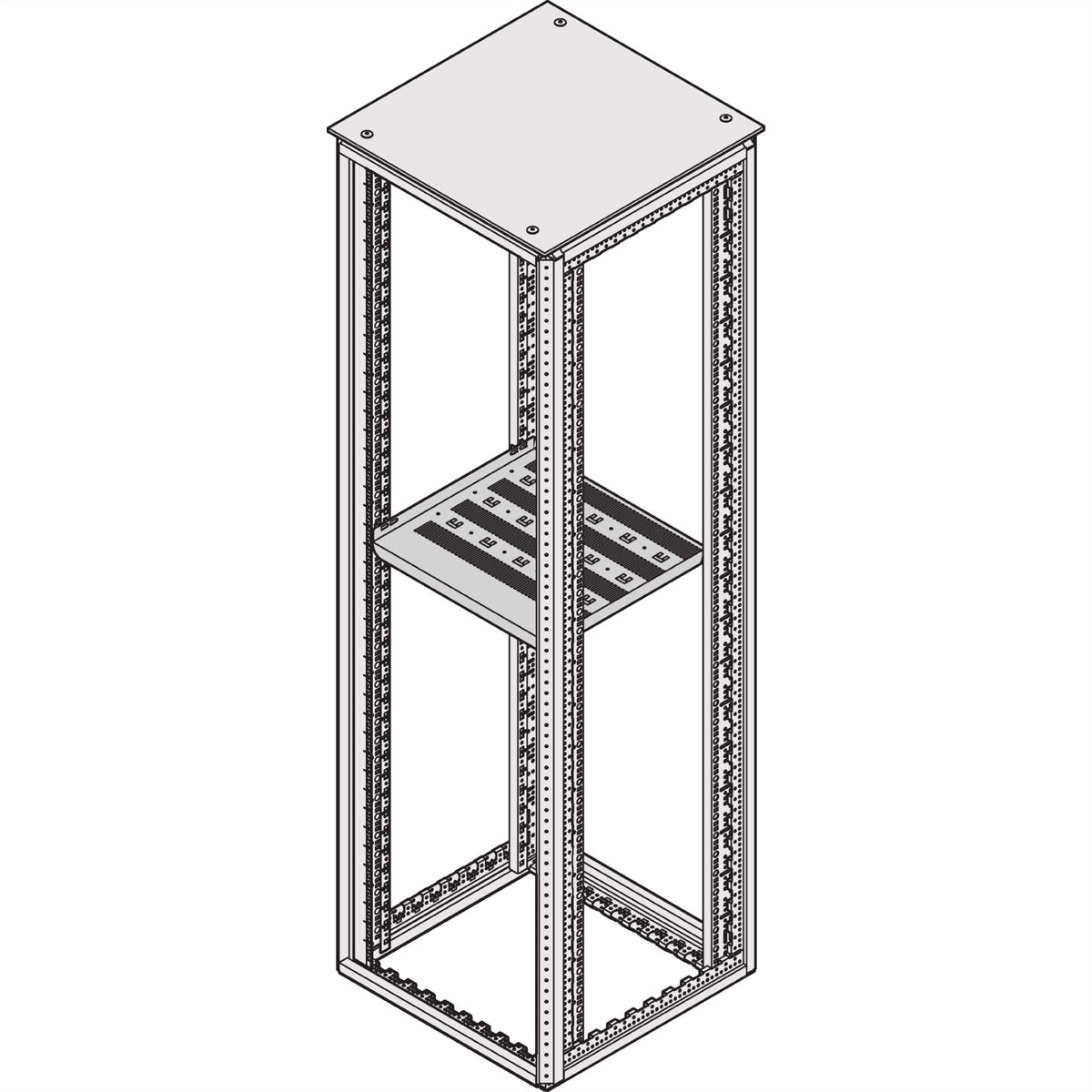 SCHROFF 19"-Fachboden stationär - 19"FACHB.STAT. 700T RAL7035