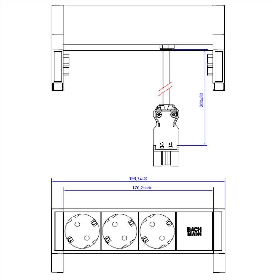 BACHMANN DESK2 3x Schutzkontakt GST18 Inox
