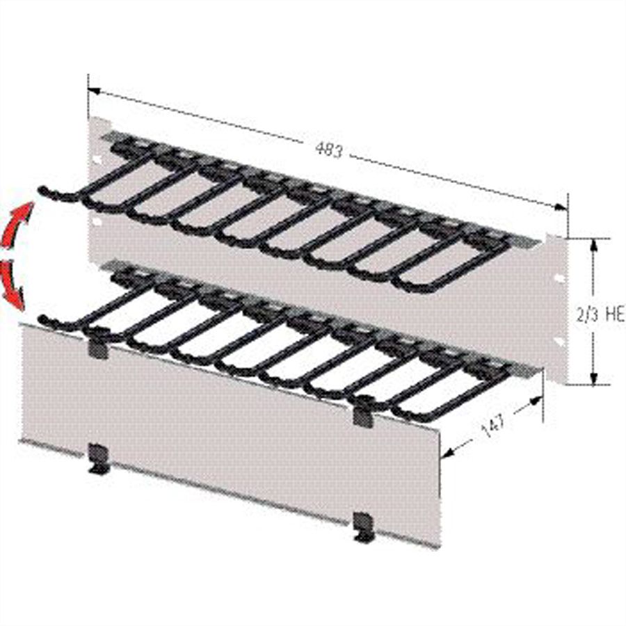 19"-Kabelmanager 2 HE mit klappbarer Blende, schwarz