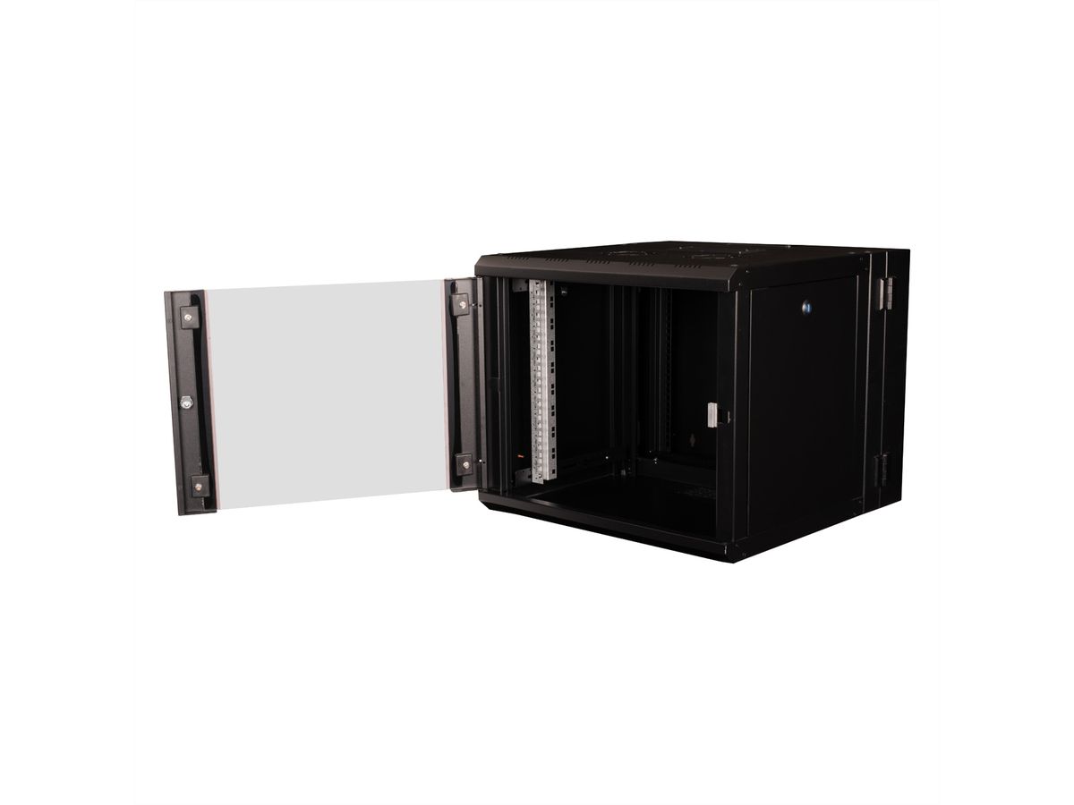 ROLINE 19-Zoll Wandgehäuse Pro 9 HE, 600x600 BxT zweiteilig schwenkbar schwarz