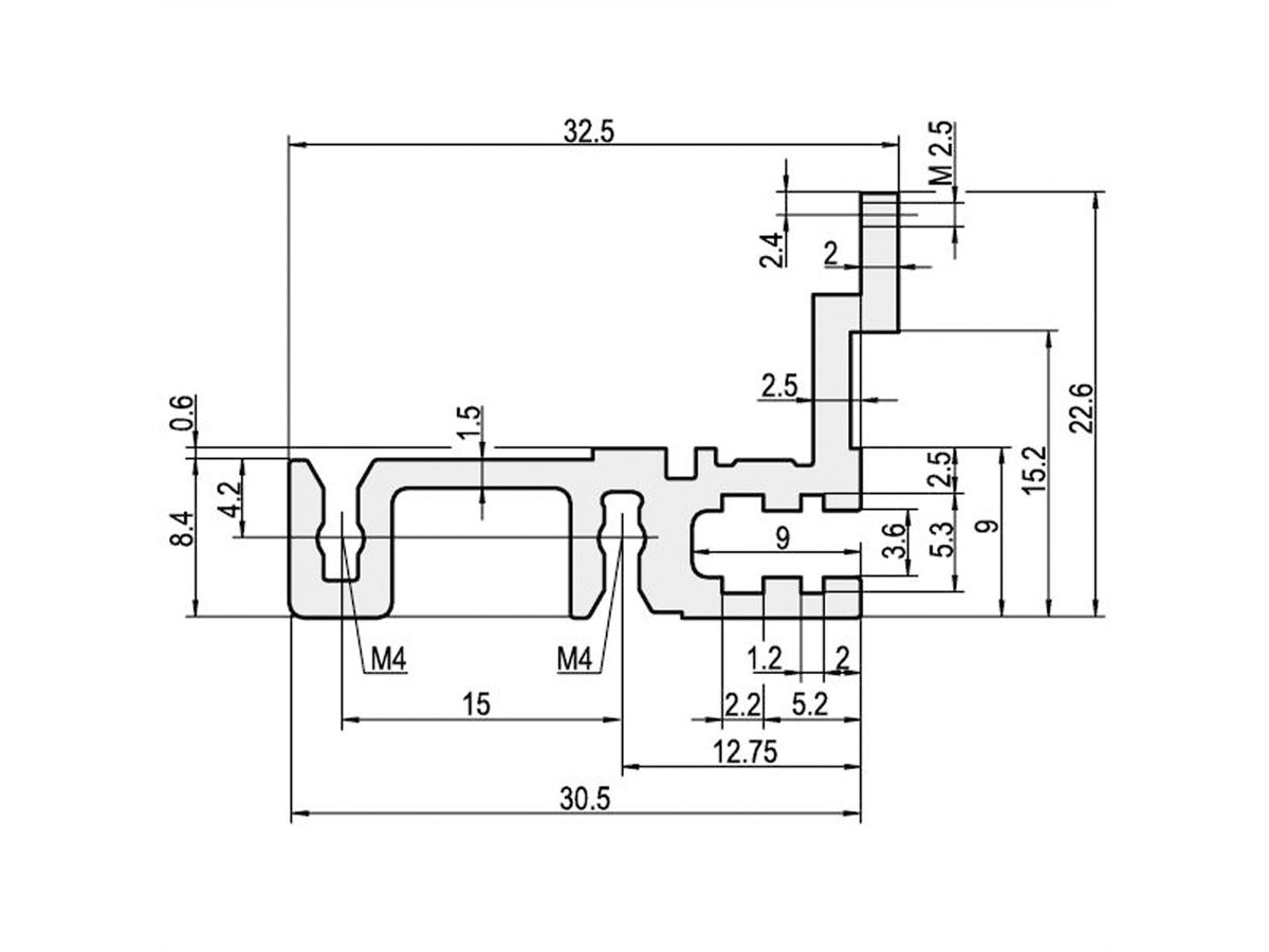 SCHROFF Typ H-MZ stabil, mit Z-Schiene - MODULSCH. HINTEN 1MT H MZ