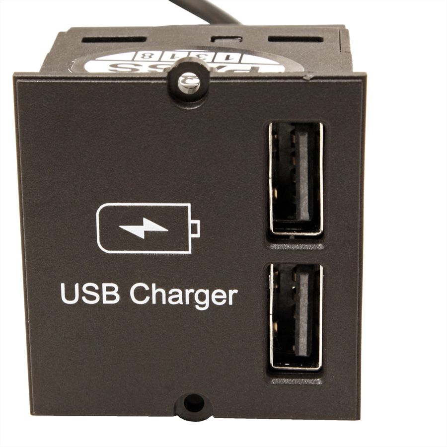 BACHMANN USB A/A 15W Doppelcharger , 2x Typ A 5V/2,4A GST18, schwarz, 0,2 m