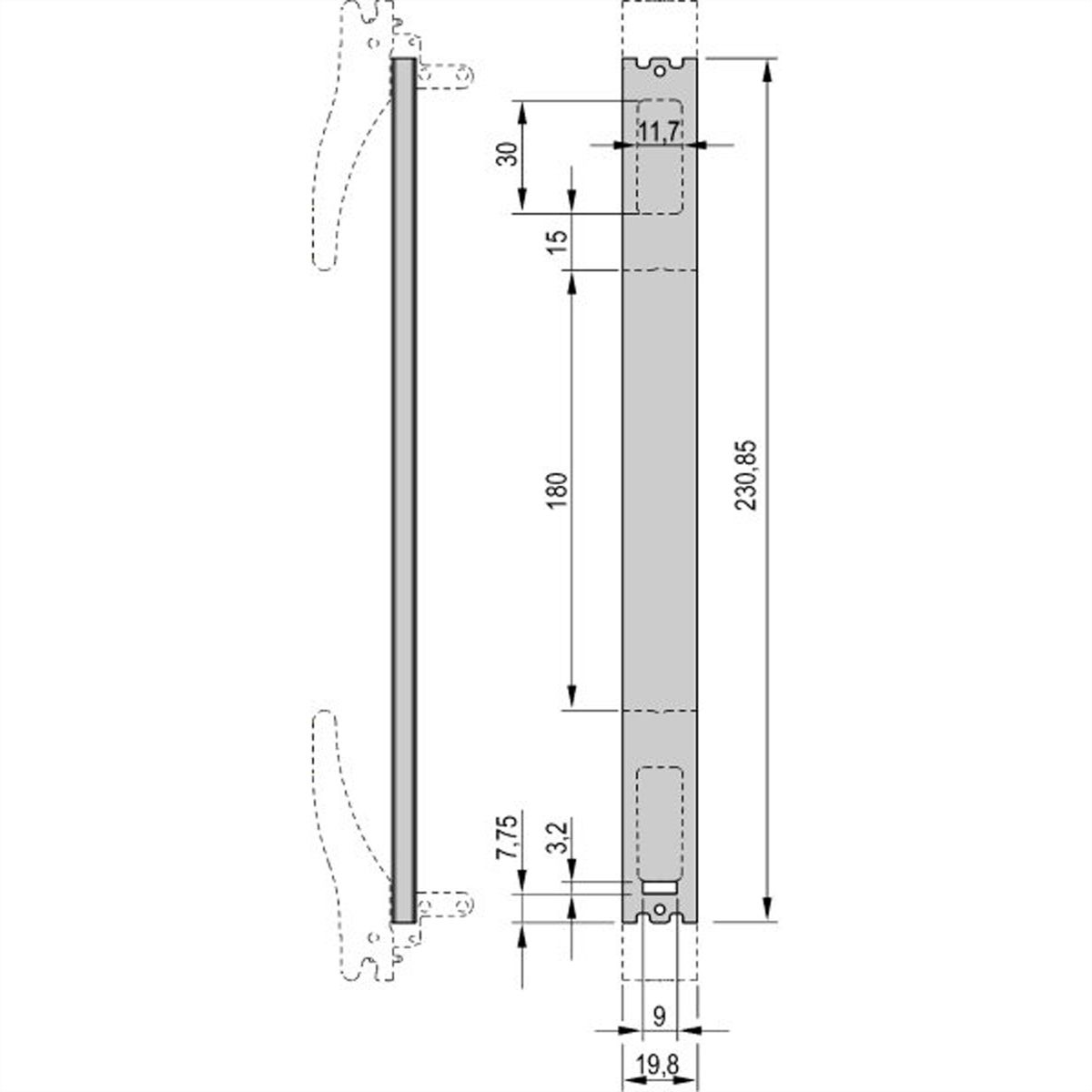SCHROFF Frontplatte für XL-Griff, 4 TE - FRONTPLATTE XL 6HE 4TE