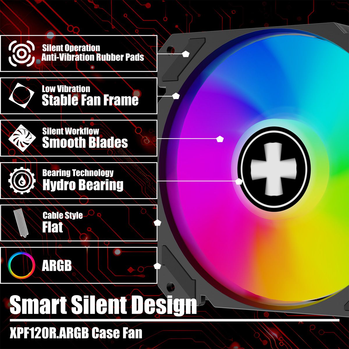 XILENCE Performance A+ REVERSE XF065, 120mm ARGB LED Lüfter schwarz