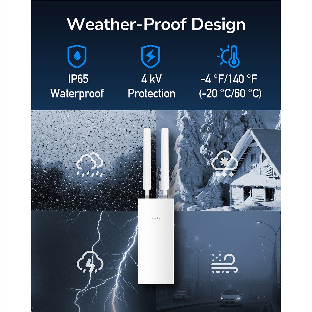 CUDY LT500 Outdoor 4G Wi-Fi Router LTE Cat4 AC1200